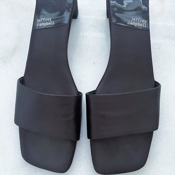 Jeffrey Campbell Low-Key Black Satin Women's Slides/Sandal Size 9M - Picture 1 of 7